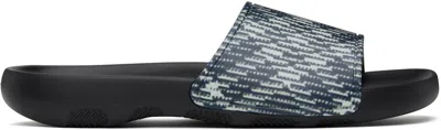 BURBERRY BLACK & OFF-WHITE CHECK DIVE SLIDES