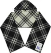 Burberry Black & Off-white Check Hooded Scarf In Black
