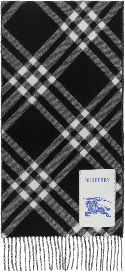 BURBERRY BLACK & WHITE CHECK CASHMERE SCARF