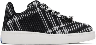 Burberry Black & White Check Knit Box Sneakers In Black Ip Chk
