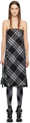 Burberry Wool Kilt Dress With Check Motif In Monochrome