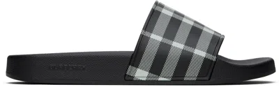 BURBERRY BLACK & WHITE CHECK POOL SLIDES
