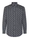 Burberry Long Sleeve Shirt With All-over Monogram Print In Negro