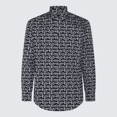 Burberry Black And White Cotton Shirt In Silver/black