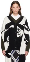 Burberry Black & White Ekd Cardigan In Black/chalk