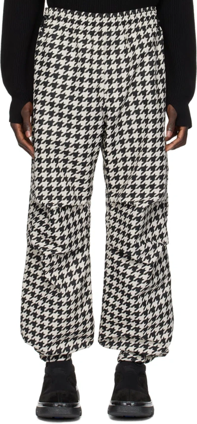 Burberry Black & White Houndstooth Trousers In Black Ip Pat
