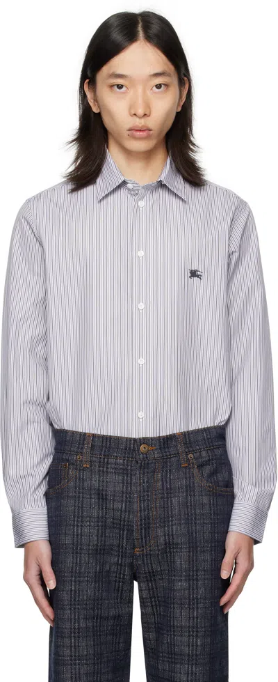Burberry Black & White Striped Cotton Shirt In Multi