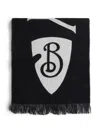 Burberry Black And White Wool Reversible Scarf In Black