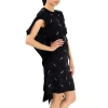 BURBERRY BURBERRY BLACK ANTONINA EMBELLISHED ASYMMETRIC BELTED SILK DRESS