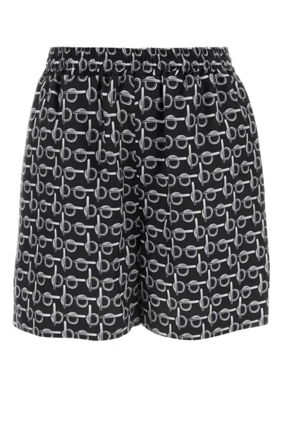 BURBERRY BLACK B-PRINT SILK SHORTS