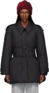 Burberry Black Belted Berryhill Padded Car Down Coat In Black