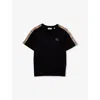 Burberry Boy's Cedar Check Tape Short-sleeve T-shirt In Black