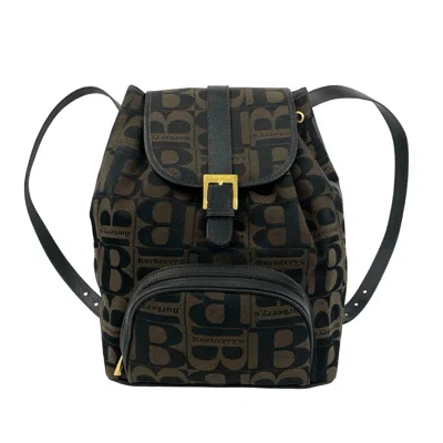Pre-owned Burberry Black Brown Canvas Leather Backpack () In Black, Brown