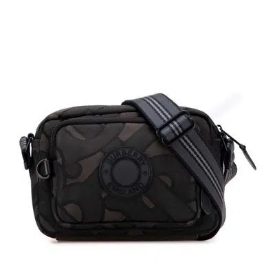 Pre-owned Burberry Black Brown Cotton Leather Shoulder Bag () In Multi