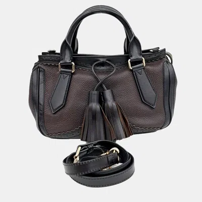 Pre-owned Burberry Black Brown Leather Tote And Shoulder Bag