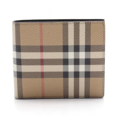 Pre-owned Burberry Black Brown Multi-color Coated Canvas Wallet (bi-fold) () In Black, Brown, Multi-color