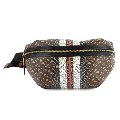 Pre-owned Burberry Black Brown Pvc Leather Fanny Pack Sling Bag ()