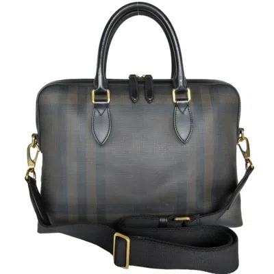 Pre-owned Burberry Black Brown Pvc Leather Handbag Shoulder Bag ()