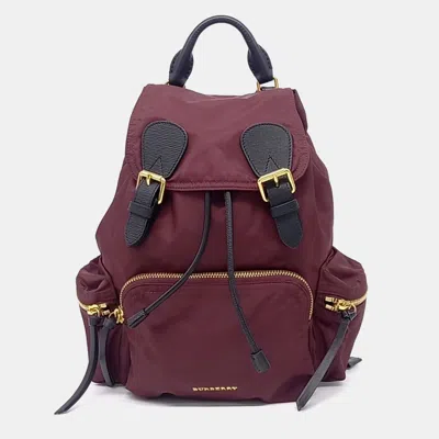 Pre-owned Burberry Black Burgundy Nylon Rucksack Backpack