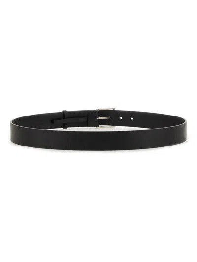 Burberry Black Calf Leather Belts In Brown