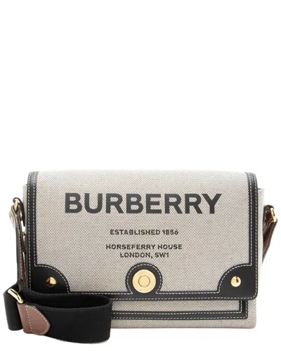 Burberry Black Canvas Horseferry Messenger (authentic Pre-loved) In Gray