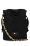 Burberry Black Canvas Horseshoe Bucket Bag In Black