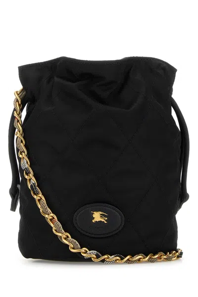 Burberry Black Canvas Horseshoe Bucket Bag