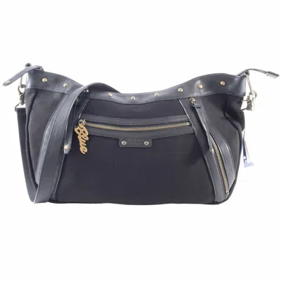 Pre-owned Burberry Black Canvas Leather Shoulder Bag ()