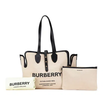 Pre-owned Burberry Black Canvas Leather Shoulder Bag Tote Bag ()