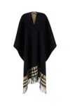 BURBERRY BLACK CASHMERE AND WOOL CAPE