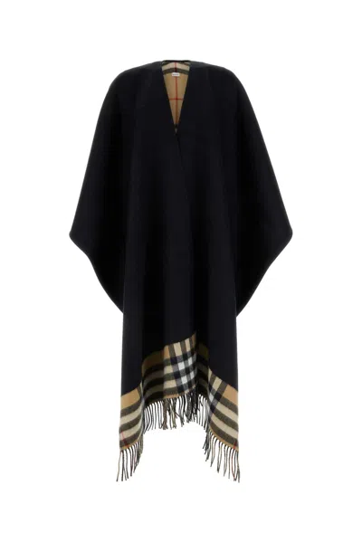Burberry Woman Black Cashmere And Wool Cape