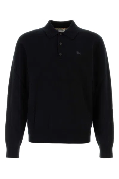 BURBERRY BURBERRY BLACK CASHMERE BLEND POLO SHIRT