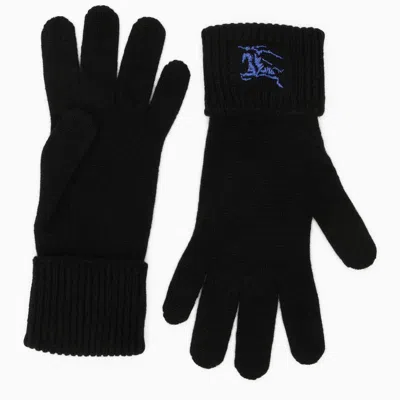 Burberry Black Cashmere Gloves With Logo