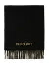 Burberry Check Print Cashmere Scarf With Signature Embroidery In Black