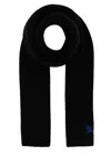 Burberry Black Logo Ribbed Scarf In Black