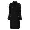 BURBERRY BURBERRY BLACK CASHMERE WOOL BLEND PANEL DETAIL TRENCH COAT
