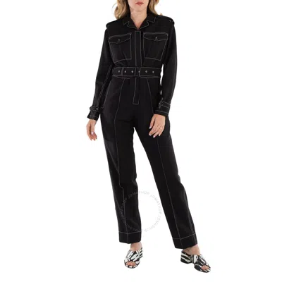 Burberry Black Catalina Long-sleeve Belted Jumpsuit