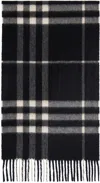 Burberry Black Check Cashmere Scarf In Multi