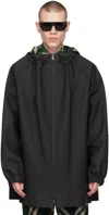 Burberry Black Check Coat In Black