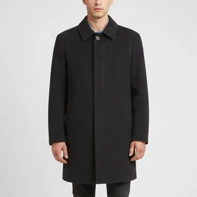Pre-owned Burberry Black Check Collar Wool Mid-length Overcoat Xl