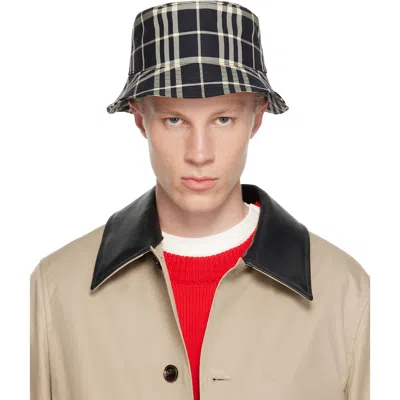 Burberry Black Check Cotton Bucket Hat