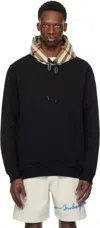 Burberry Black Check Hood Cotton Hoodie