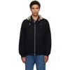 Burberry Cotton Check Pattern Drawstring Hooded Sweater With Front Zip In Black