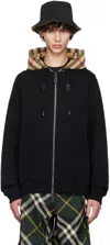 Burberry Samuel Sweatshirt With Check Hood In Black