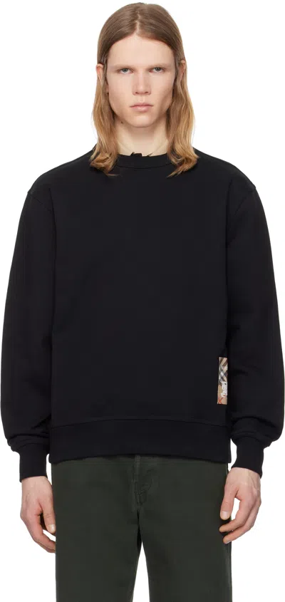 Burberry Black Check Label Cotton Sweatshirt