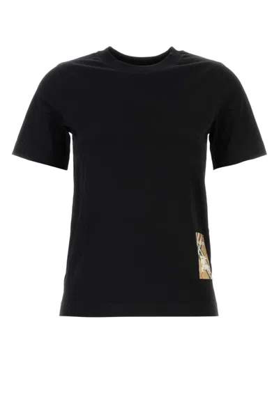 BURBERRY WOMEN BLACK CHECK LABEL COTTON T-SHIRT, S LUXURY T-SHIRTS FOR WOMEN DARVEYS
