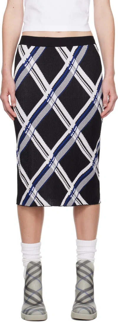 Burberry Check Pleated Silk Pull-on Skirt In Black Check