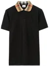 Burberry Cody Polo Shirt With Check Collar In Blue