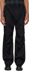 Burberry Black Check Nylon Track Pants In Black Ip Check