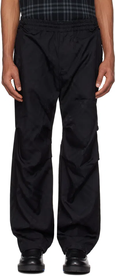 Burberry Black Check Nylon Track Pants In Black Ip Check